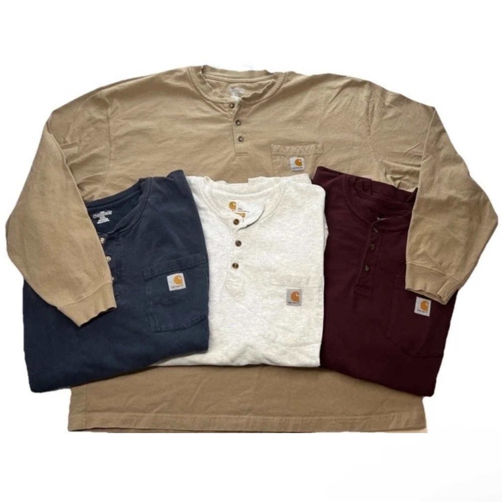 Carhartt 4 Henley Shirt Bundle Mens 2XL Shirts Long & Short Sleeve Workwear